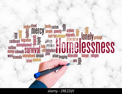 Word Cloud with HOMELESSNESS concept create with text only. Stock Photo