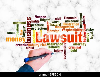 Word Cloud with LAWSUIT concept create with text only. Stock Photo