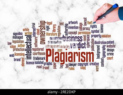 Word Cloud with PLAGIARISM concept create with text only. Stock Photo