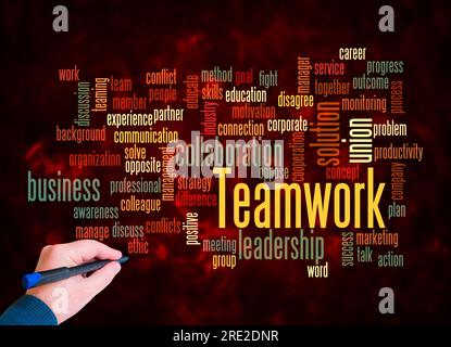 Word Cloud with TEAMWORK concept create with text only. Stock Photo