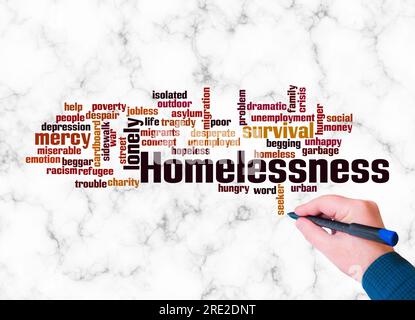 Word Cloud with HOMELESSNESS concept create with text only. Stock Photo