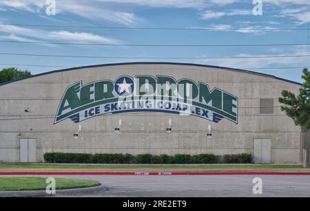 Houston, Texas USA 07-04-2023: Aerodrome Ice Skating Complex exterior in Houston, TX. Local skating rink sports center. Stock Photo