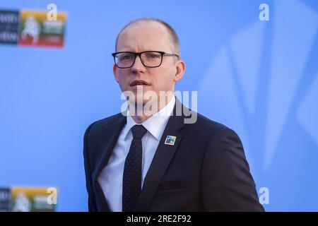 VILNIUS, LITHUANIA. 12th July 2023.  Andris Pelss, NATO SUMMIT 2023 doorstep. Stock Photo