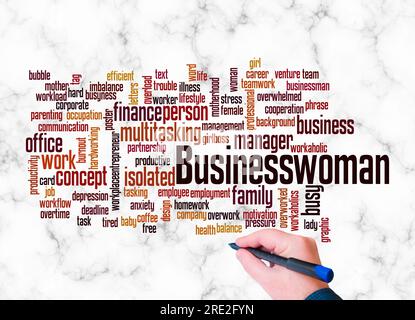 Word Cloud with BUSINESSWOMAN concept create with text only. Stock Photo