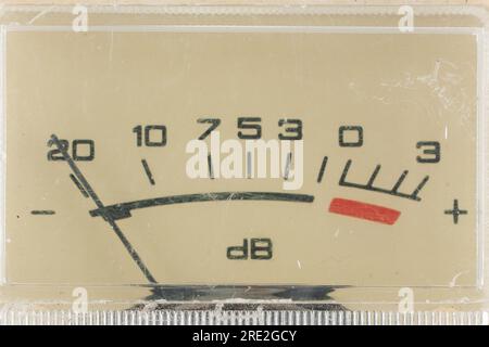 Close-up of an vintage ancient recording level meter isolated on white background Stock Photo