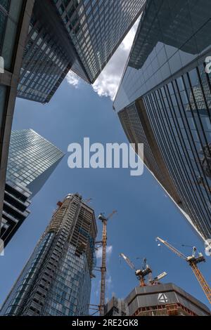 View of the skyscrapers in the Frankfurt financial district, Germany Stock Photo