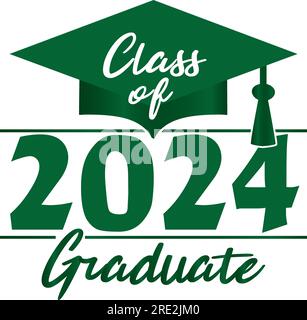 Class of 2024 Graduate Green Graphic Stock Vector
