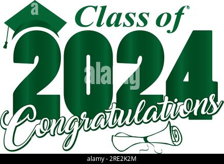 Bold Green Class of 2024 Congratulations Stock Vector
