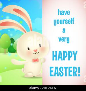 Have yourself very happy Easter lettering with bunny Stock Vector