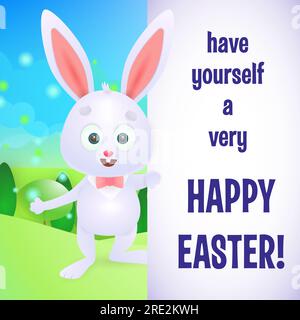 Have Yourself Very Happy Easter lettering with bunny Stock Vector