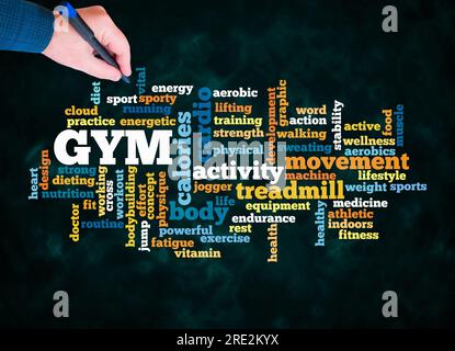Word Cloud with GYM concept create with text only Stock Photo - Alamy