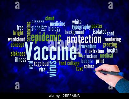 Word Cloud with VACCINE concept create with text only. Stock Photo