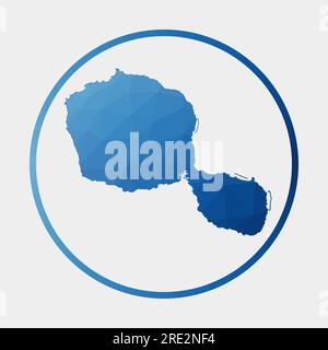 Tahiti icon. Polygonal map of the island in gradient ring. Round low poly Tahiti sign. Vector illustration. Stock Vector