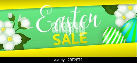 Easter sale retail banner design. Colored eggs Stock Vector
