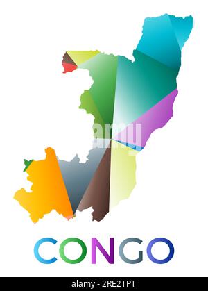 Congo low poly logo. Colorful gradient travel logo of the country in ...