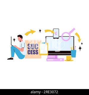SEO development concept. Search engine optimization. Vector illustration in flat style Stock Vector