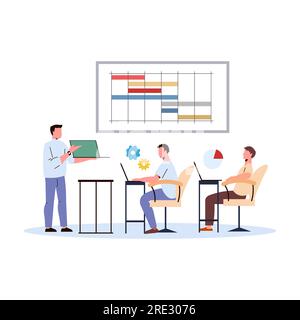 Business people working together in office. Meeting at the office Vector illustration in flat style. Stock Vector