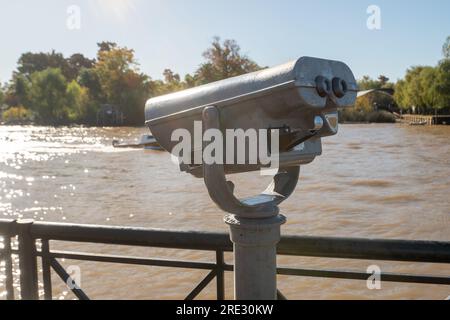 Coin telescope in the river in the Delta del Tigre in the Province of Buenos Aires, Argentina. Stock Photo