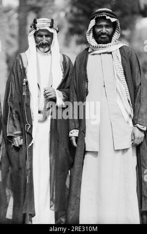 Baghdad, Iraq:  October 6, 1932 Important Arab sheiks of Iraq at the Royal Palace in Baghdad during the celebration of Iraq becoming a member of the League of Nations. Stock Photo