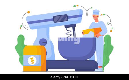 Baker with machine vector concept Stock Vector