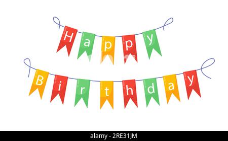 Birthday party colorful flags vector concept Stock Vector