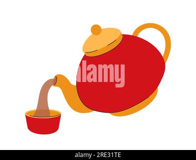 Chinese teapot with tea vector concept Stock Vector