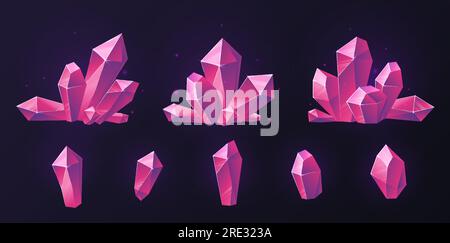 Set of purple crystals vector concept Stock Vector