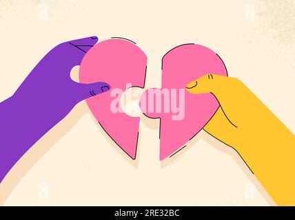 Hands holding pieces of heart vector concept Stock Vector