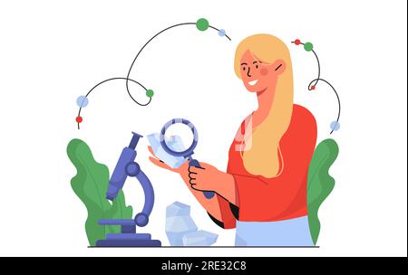 Mineralogist with stone concept Stock Vector