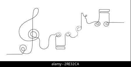 Continuous line musical notes vector concept Stock Vector