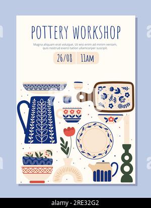 Pottery workshop flyer vector concept Stock Vector