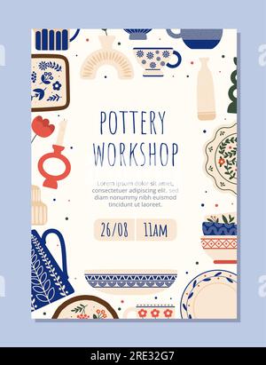 Pottery workshop flyer vector concept Stock Vector