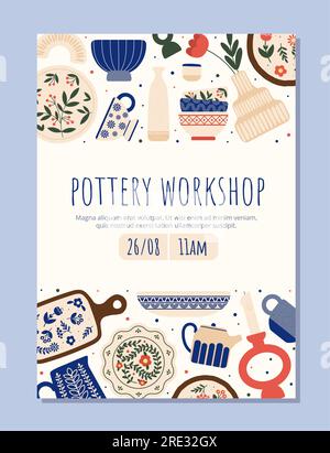 Pottery workshop flyer vector concept Stock Vector