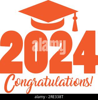 Congratulations Class of 2024 Orange Stock Vector