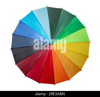 Colorful umbrella isolated on white background, Weather Sun and rain protection. Stock Photo