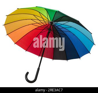Colorful umbrella isolated on white background, Weather Sun and rain protection. Stock Photo