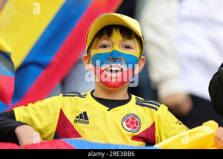 Sydney, Australia. 25th July, 2023. Colombian fans during the FIFA Women's World Cup 2023 match between Colombia Women and South Korea Women at Allianz Stadium, Sydney, Australia on 25 July 2023. Photo by Peter Dovgan. Editorial use only, license required for commercial use. No use in betting, games or a single club/league/player publications. Credit: UK Sports Pics Ltd/Alamy Live News Stock Photo