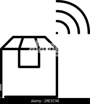 Parcel with smart tracking sensor. Delivery service. Pixel perfect, editable stroke Stock Vector