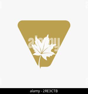 Letter V Maple Leaf Elegant Logo. Maple Leaf Logotype Vector Template Stock Vector