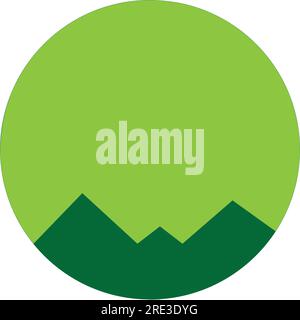 A minimalist green circle with mountains Stock Vector