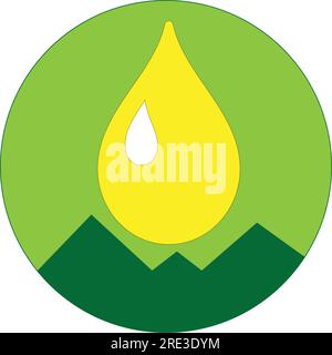 A circle with an oil drop and mountains Stock Vector