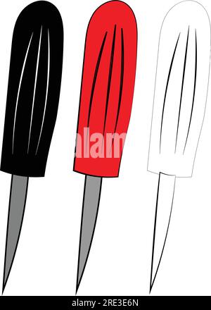 A vector illustration of a hand tool - a traditional awl in color, black and white, and outline Stock Vector