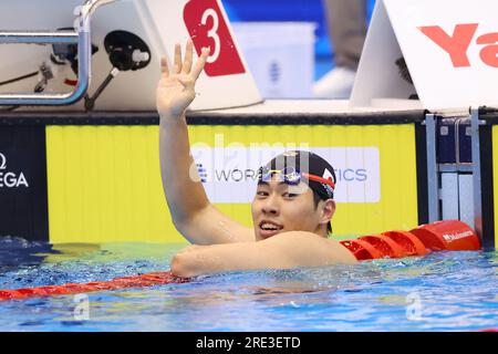 Fukuoka, Japan. 25th July, 2023. Tomoru Honda (JPN) Swimming : World Aquatics Championships Fukuoka 2023 Men's 200m Butterfly Heat at Marine Messe Fukuoka Hall A in Fukuoka, Japan . Credit: YUTAKA/AFLO SPORT/Alamy Live News Stock Photo