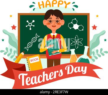 Happy Teacher day in India Vector Illustration with the Teachers Wear Traditional Clothes in Education Flat Cartoon Hand Drawn Background Templates Stock Vector