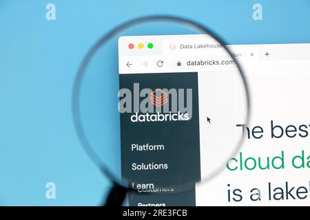 Ostersund, Sweden - April 13 2023: Databricks website. Databricks is an American enterprise software company founded by the creators of Apache Spark. Stock Photo