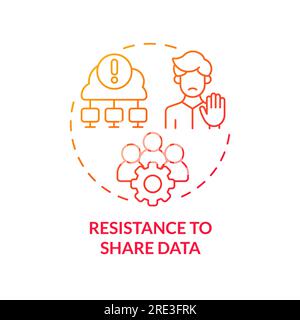 2D resistance to shared data concept linear icon Stock Vector