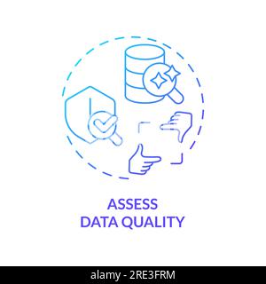 2D assess data quality concept linear icon Stock Vector