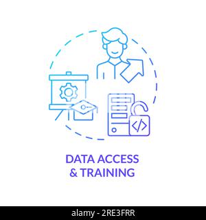 2D data access and training concept linear icon Stock Vector