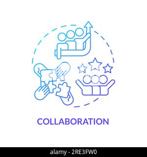 2D collaboration concept linear icon Stock Vector