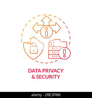 2D data privacy and security concept linear icon Stock Vector